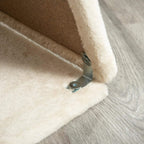Cat tree scratching pad corner with sisal post and metal fasteners on plush base