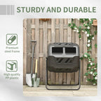 Black dual-chamber composter with green doors and premium steel frame