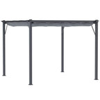 Dark grey aluminum gazebo with retractable roof canopy and square support legs