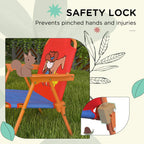 Kids cowboy folding chair with safety lock mechanism and wooden arms