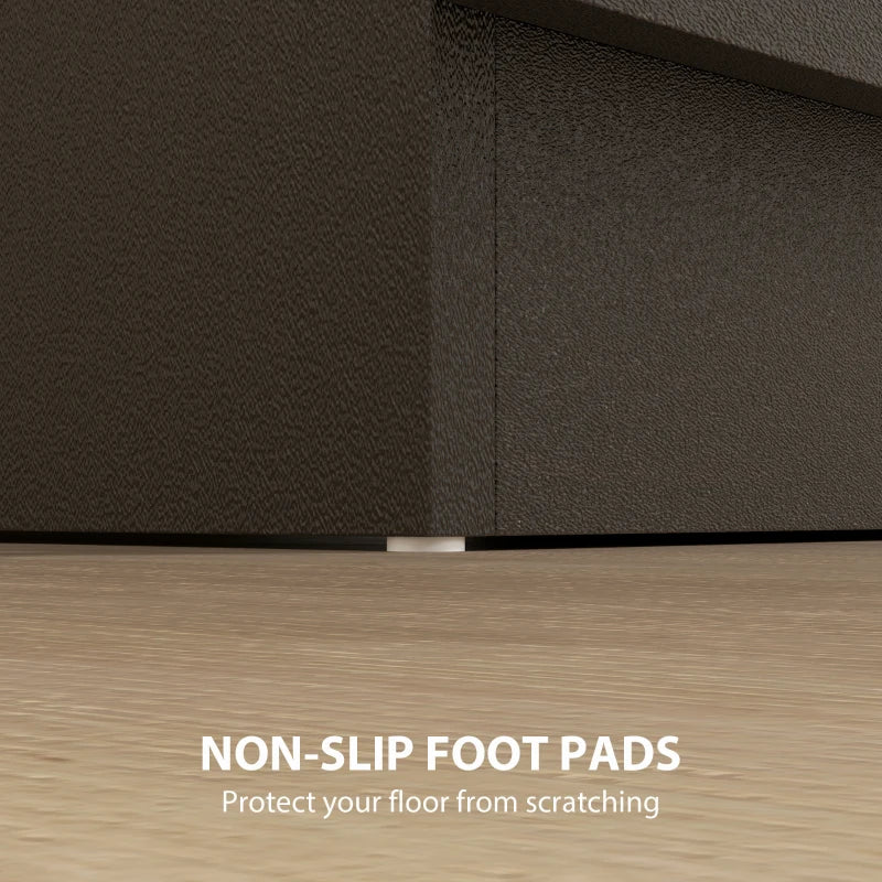 Black bedside table base with non-slip foot pads and three drawers