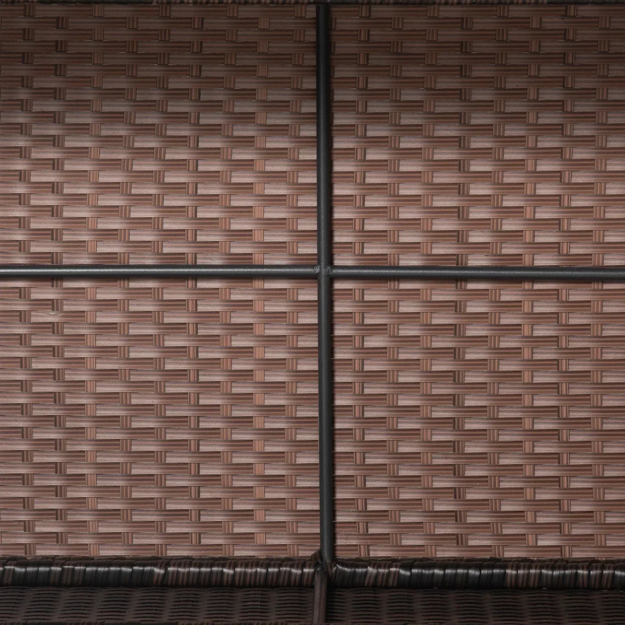 PE Rattan Garden Coffee Table with Glass Table Top - Brown - Bobobiy