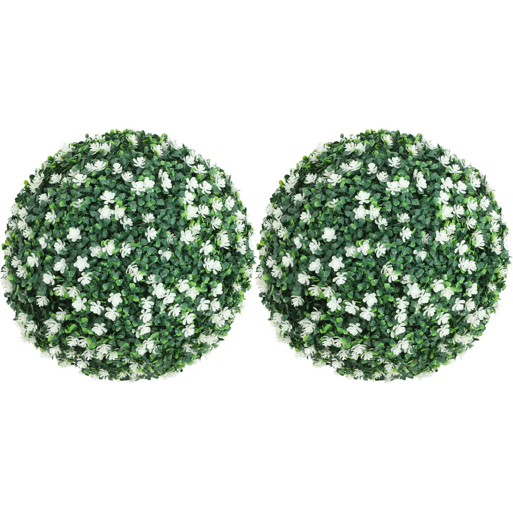 Set of Two Artificial Boxwood Balls Plants - White - Bobobiy
