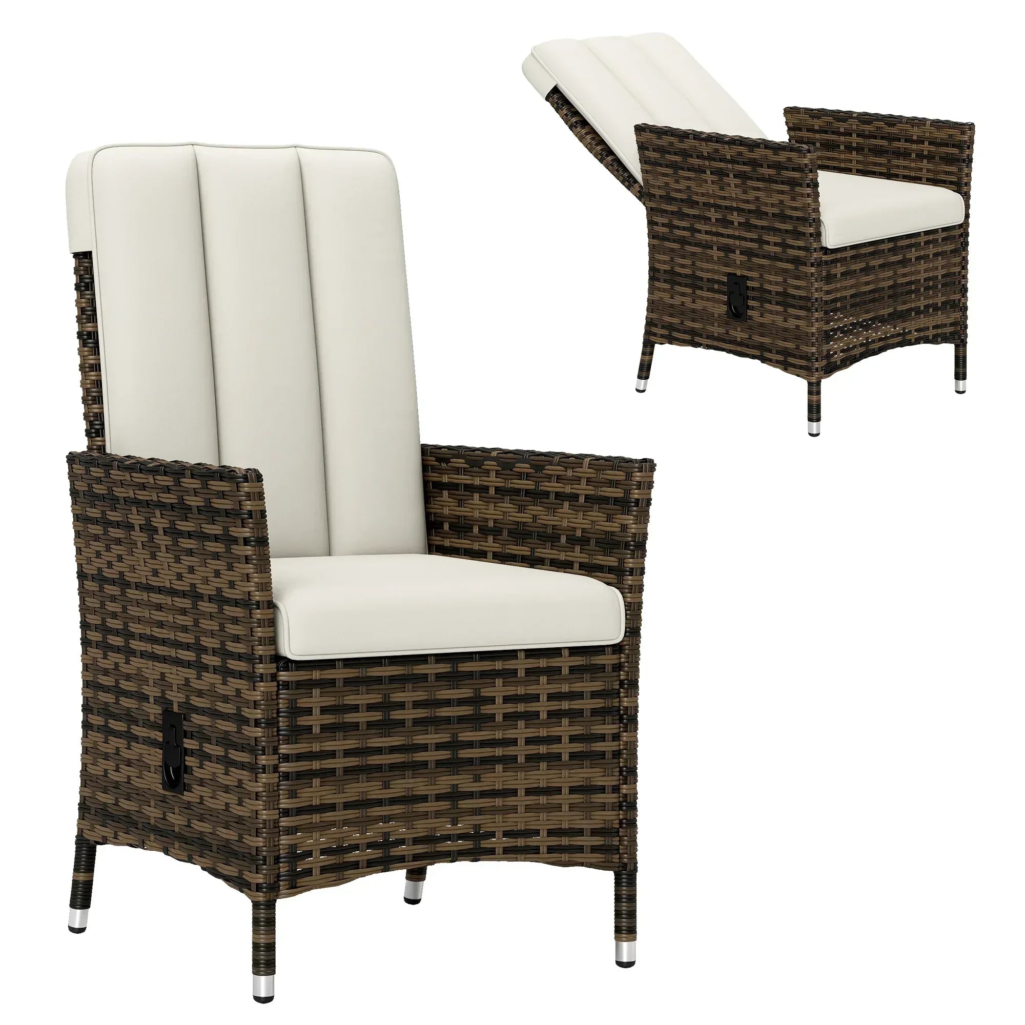105°-150° Reclining Rattan Chair - Cream - Bobobiy
