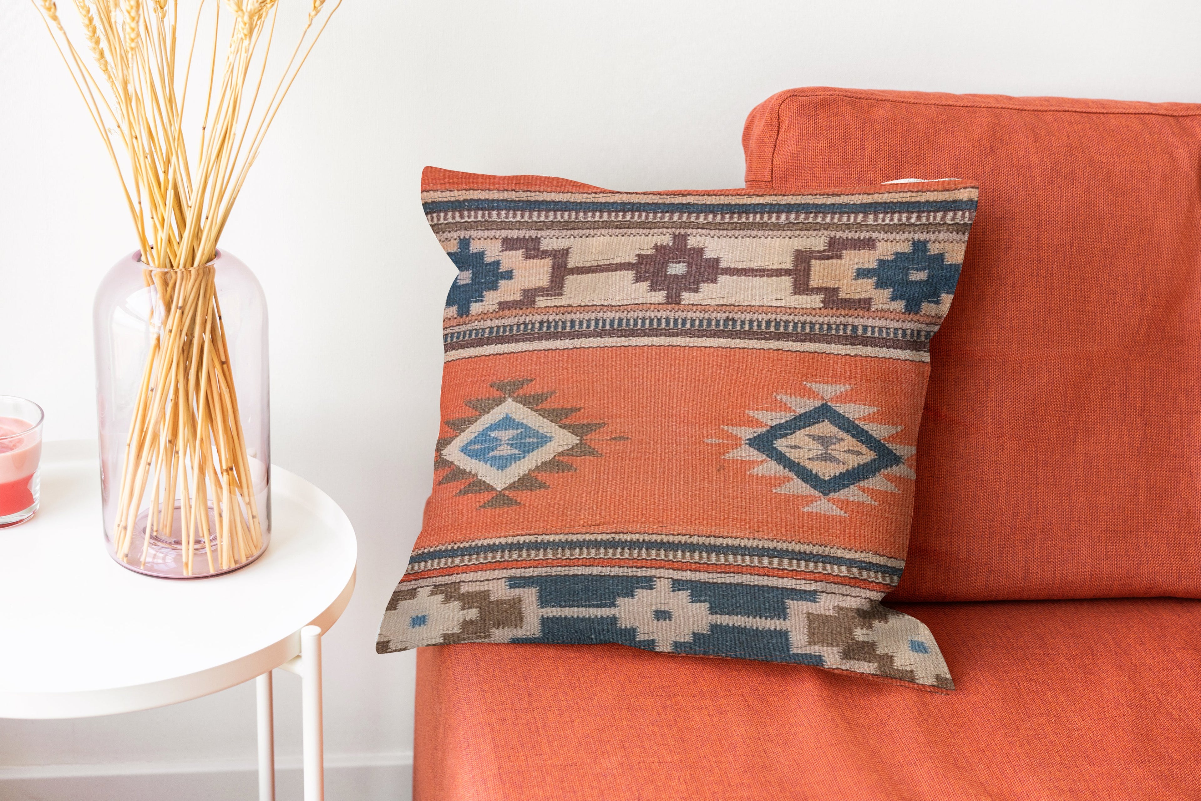 Turkish Kilim Vintage Cushion Cover - 40 x 40 cm - Handmade