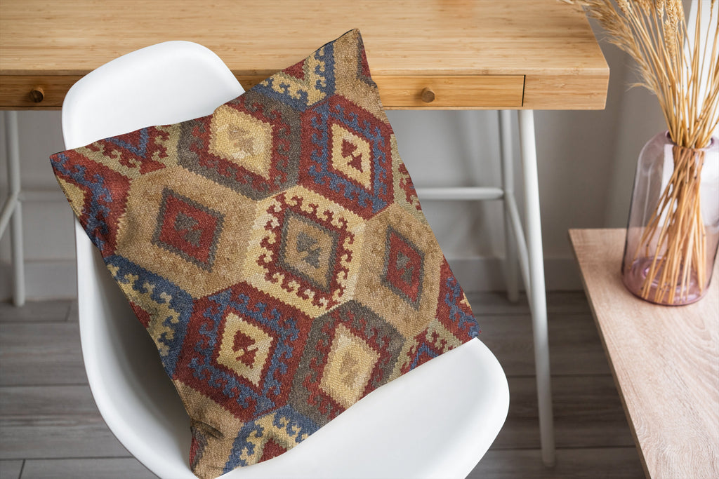 Turkish Kilim Vintage Cushion Cover - 40 x 40 cm - Handmade