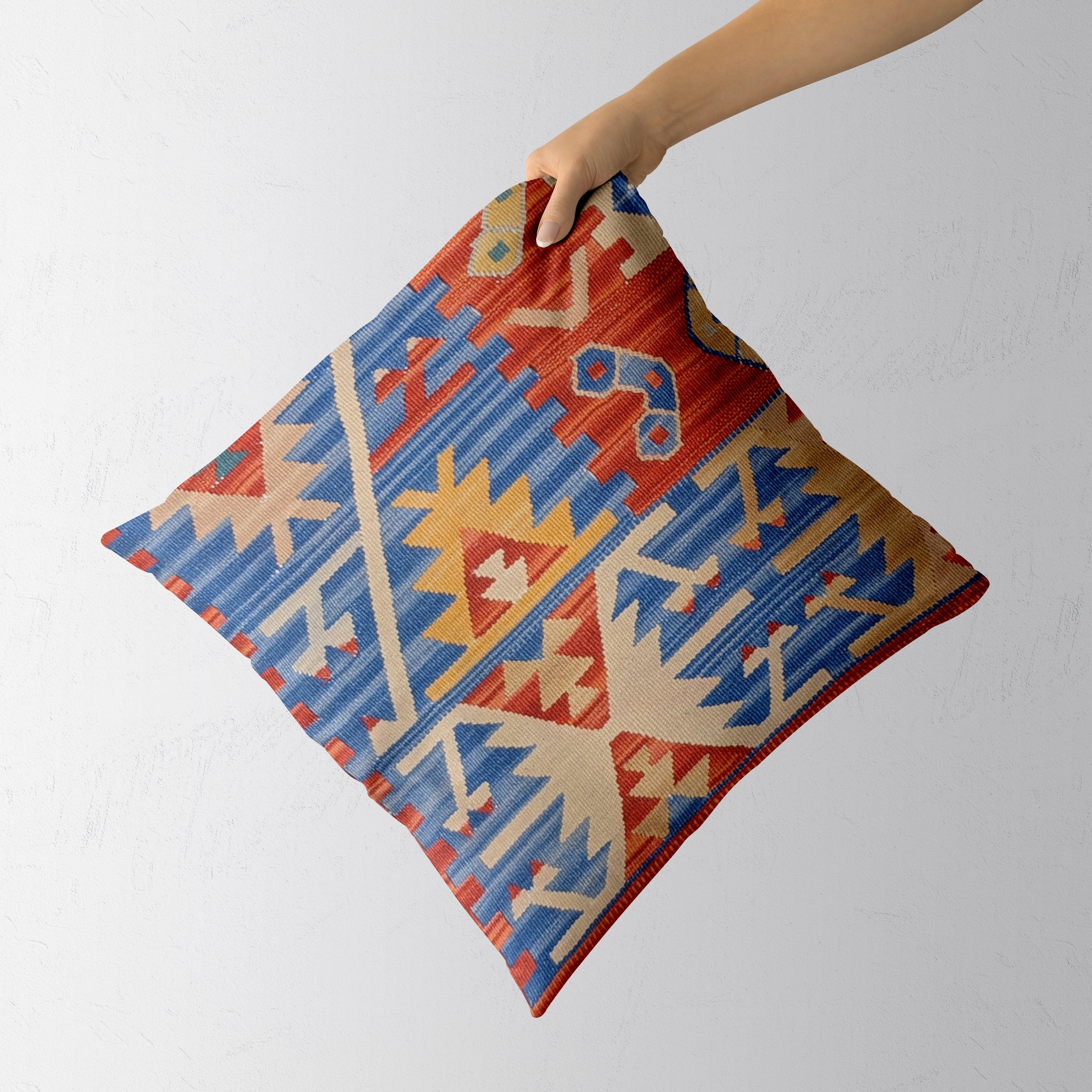 Turkish Kilim Vintage Cushion Cover - 40 x 40 cm - Handmade
