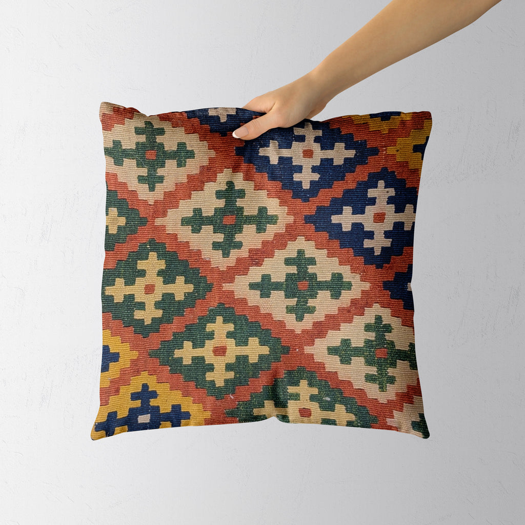 Turkish Kilim Vintage Cushion Cover - 40 x 40 cm - Handmade