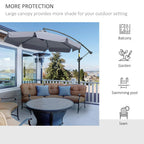 Dark grey cantilever banana umbrella with large canopy for outdoor shade