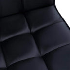 Black cushioned seat and back with stitched, PU leather-look panels
