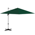 Green square cantilever garden parasol with five-position canopy and side pole
