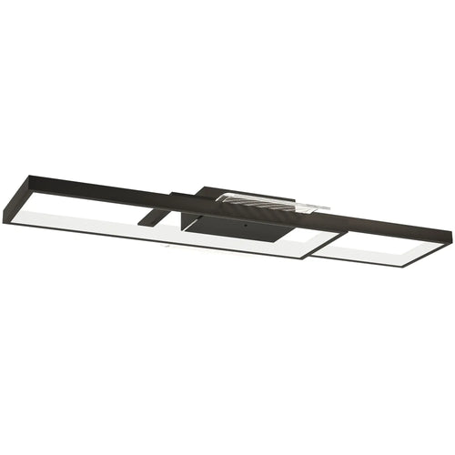 Black LED flush-mount ceiling light with slim rectangular frame and integrated light bars