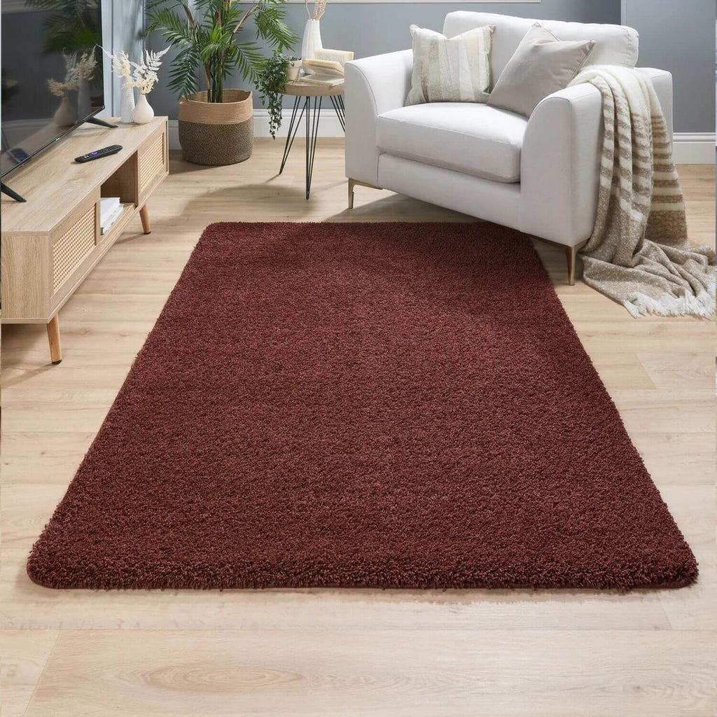 Washable Ox Red Shaggy Rug
