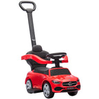 Red Mercedes-Benz C-Class baby ride-on push car walker with removable handle and seat