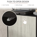 Sideboard cabinet door front with recessed round push-to-open knob