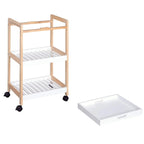 3-tier kitchen trolley cart with white slatted shelves and removable tray, shown with detached tray