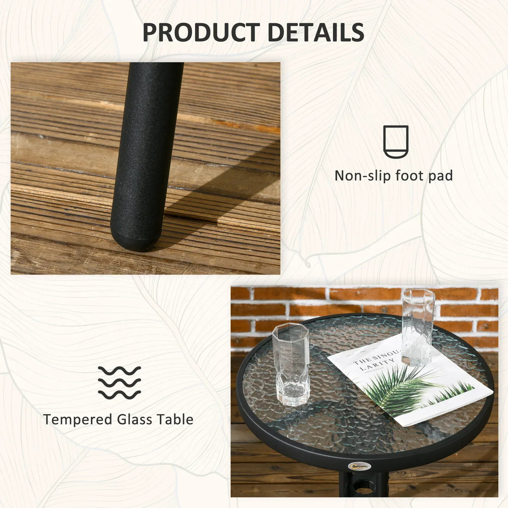 3 Pieces Rattan Bistro Set - Black - Bobobiy