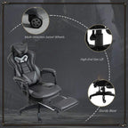 Grey gaming chair with multi-direction swivel wheels, gas lift, and sturdy base