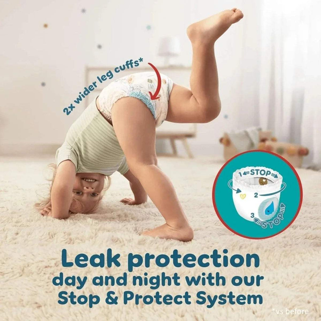 Pampers Baby-Dry pants box detail with leak protection, day and night system