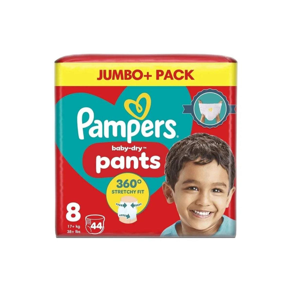 Pampers baby-dry pants jumbo pack box, size 8, 44 count