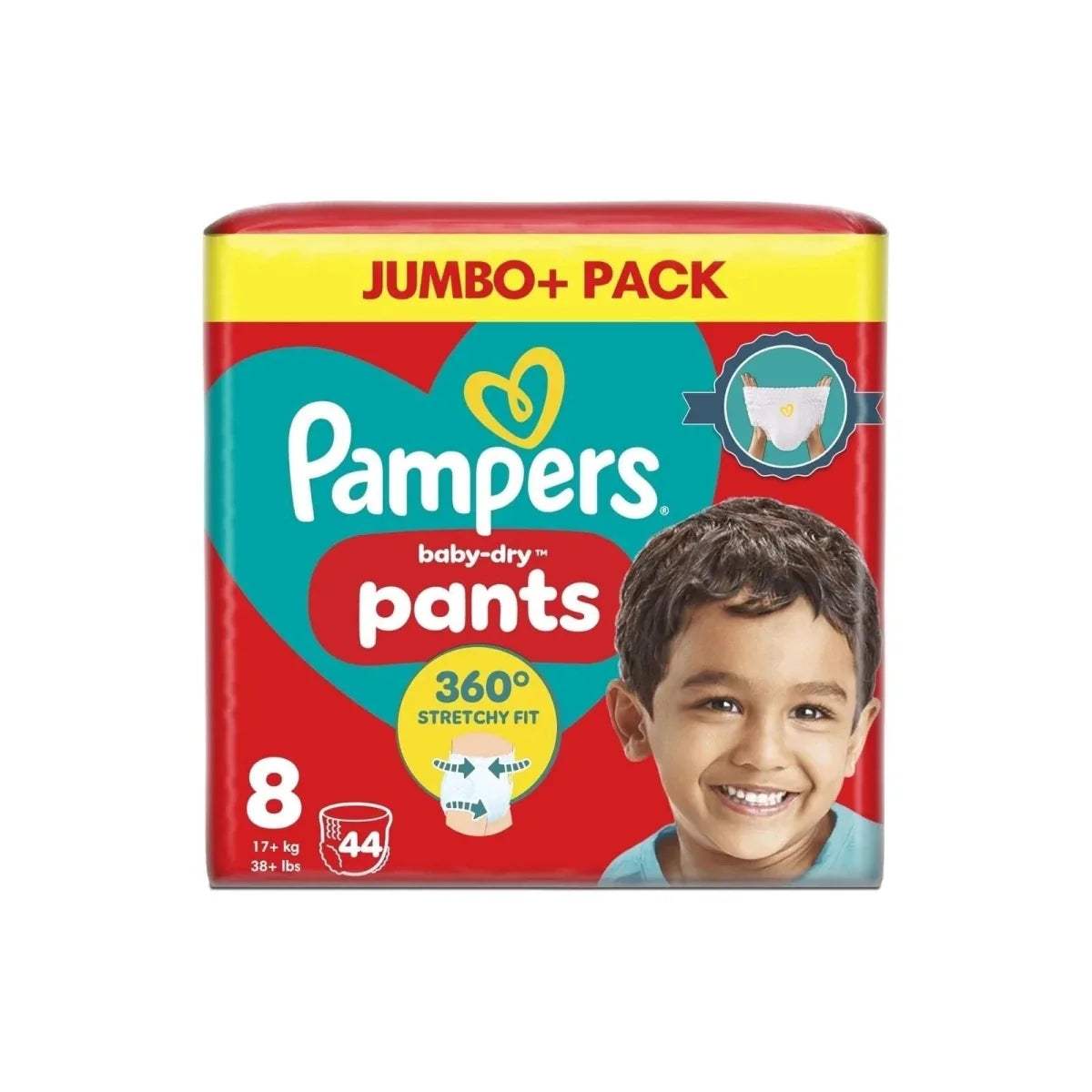 Pampers baby-dry pants jumbo pack box, size 8, 44 count