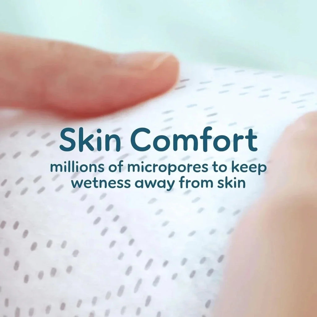 Diaper surface close-up with Skin Comfort micro-pore texture for wetness away