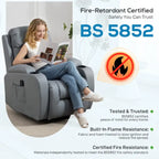 Grey PU leather massage recliner chair with secure upholstery and recline footrest
