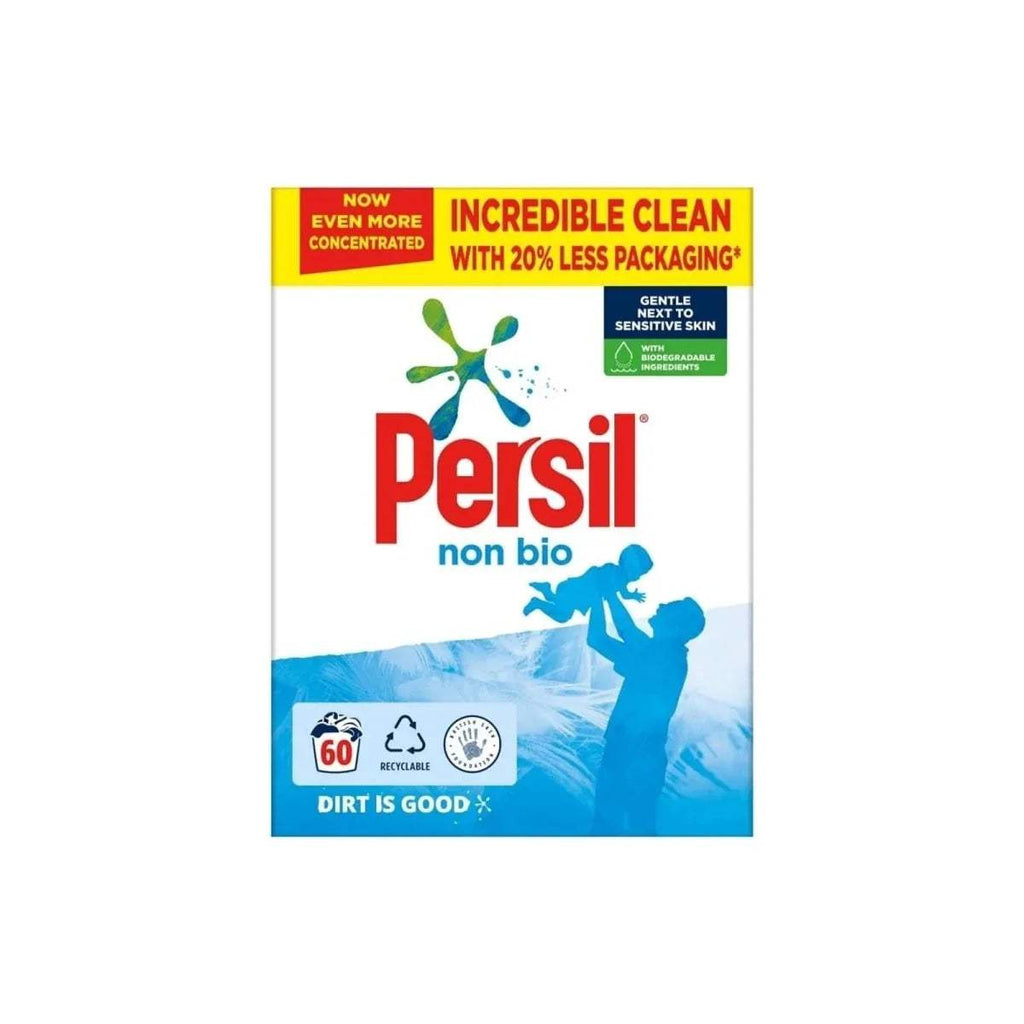 Persil Non Bio washing powder box, 60 washes, 3 kg, blue water graphics