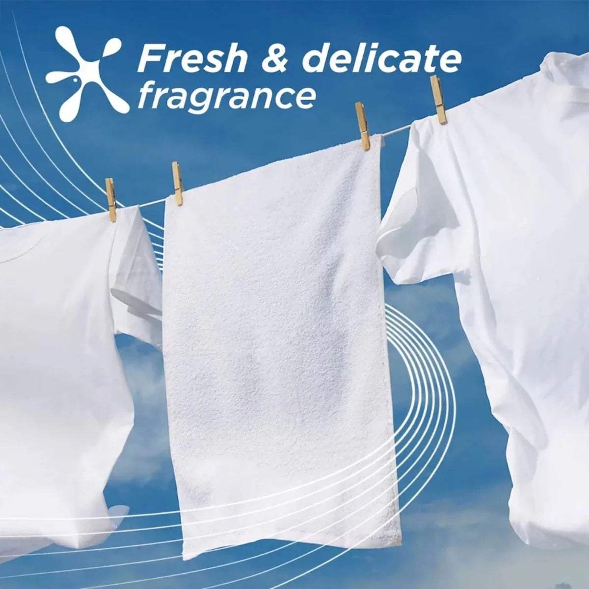 Persil Non Bio washing powder pack with Fresh & delicate fragrance care label