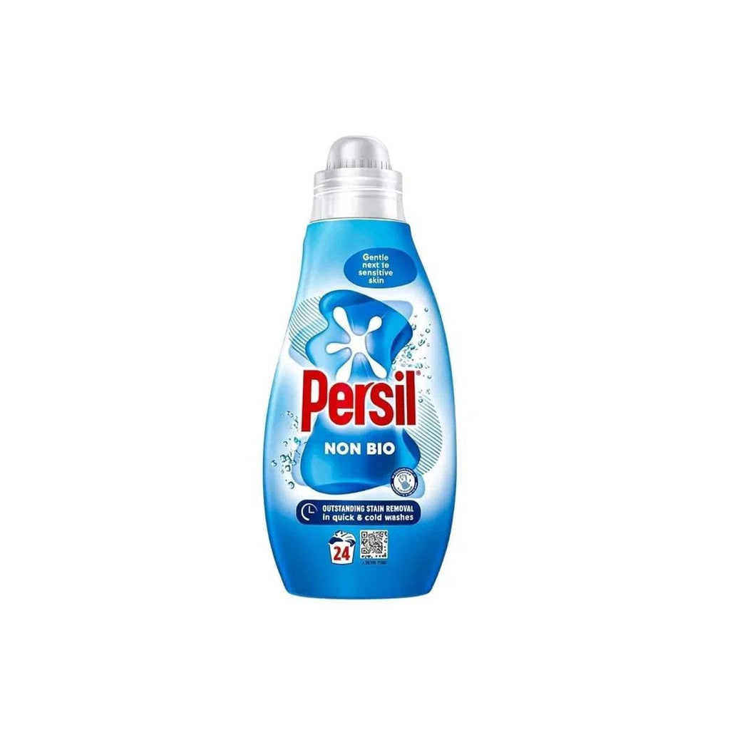 Persil Non Bio liquid laundry detergent bottle, blue label and silver cap