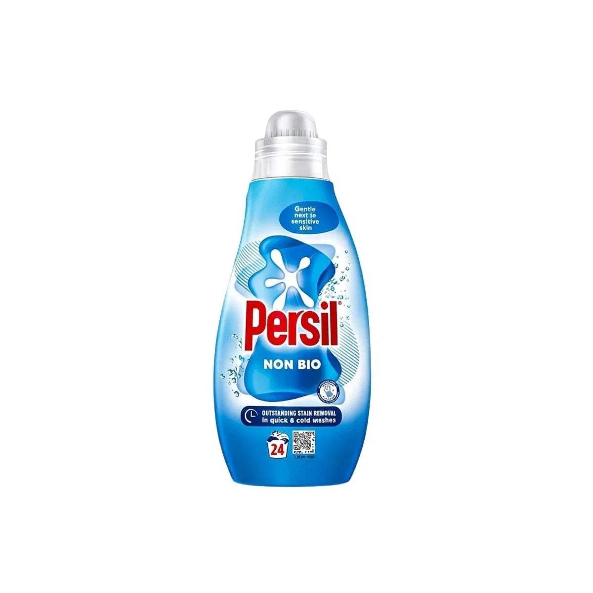 Persil Non Bio liquid laundry detergent bottle, blue label and silver cap
