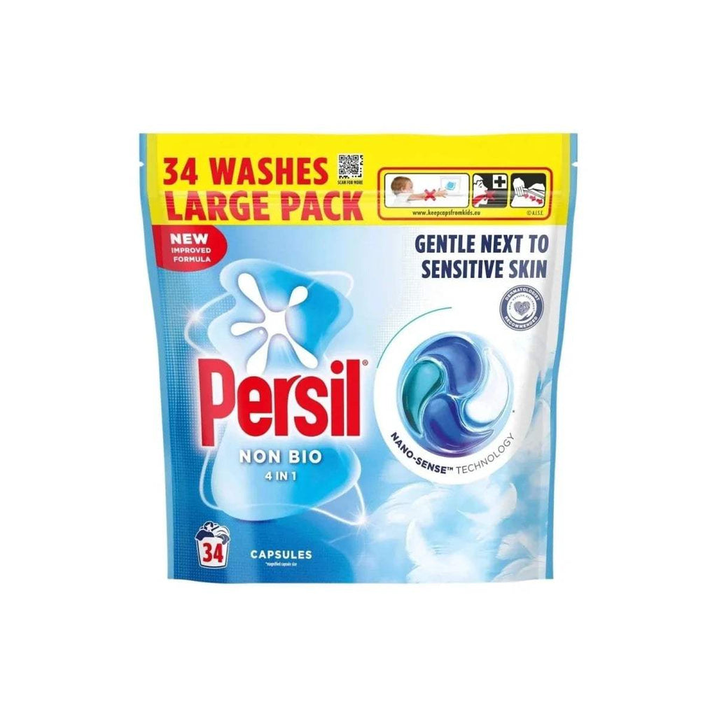 Persil Non Bio laundry capsules pack, 34 washes, large pack for gentle sensitive skin