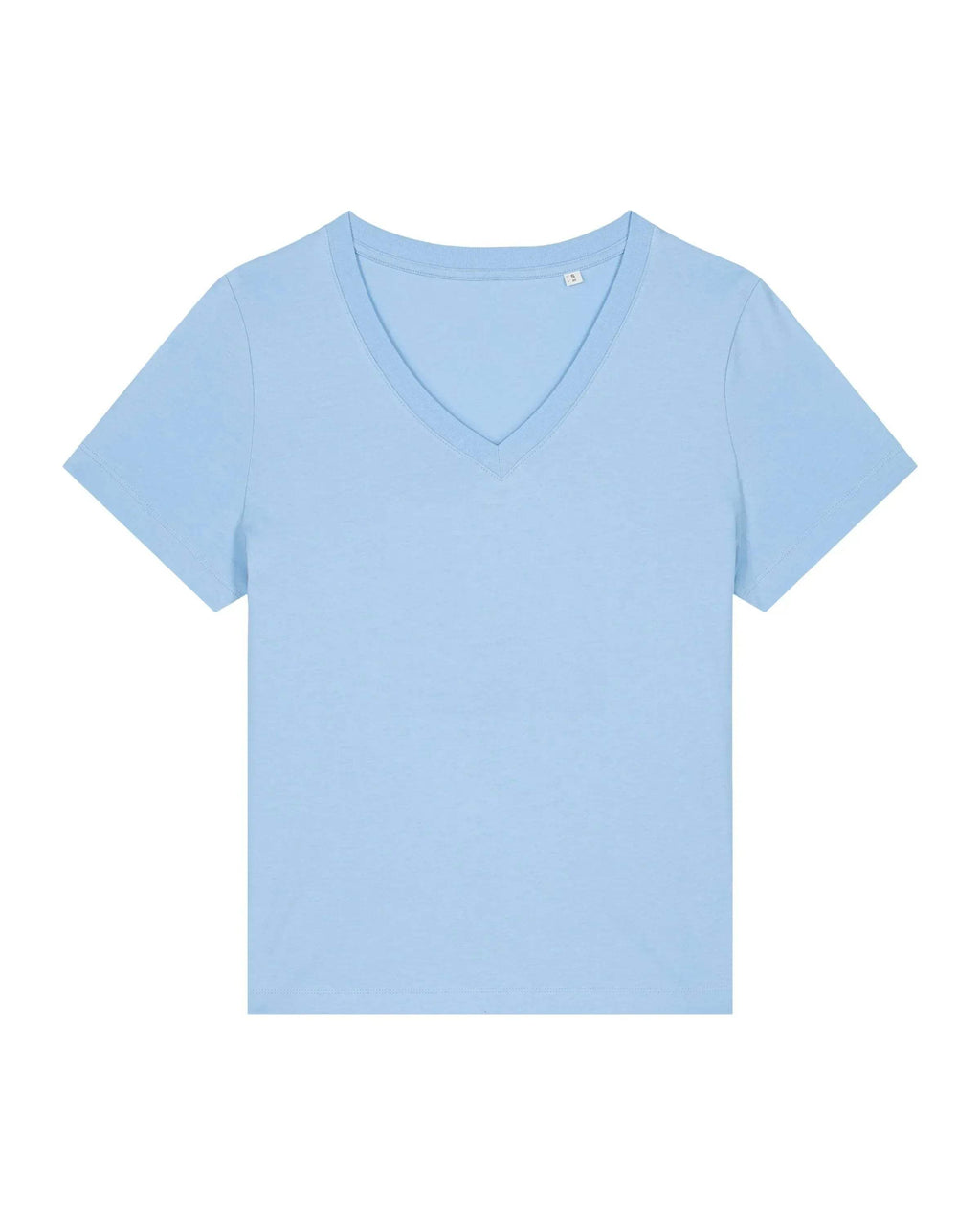 Women's V-neck T-shirt, light blue short-sleeve knit top