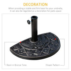 Bronze tone resin umbrella base featuring embossed flower and leaf pattern