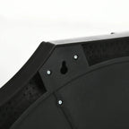 Black dartboard side panel with vent holes and metal screw fasteners