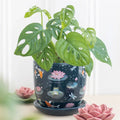 Pond Print Plant Pot with Saucer - Bobobiy