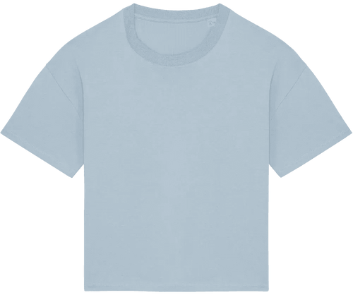 Women’s oversized organic T-shirt, light blue, short sleeves, crew neck
