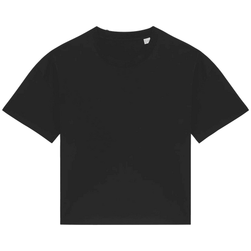 Women’s oversized organic T-shirt, black, short sleeves, crew neck