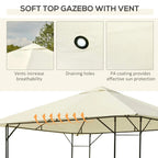 Cream soft-top gazebo canopy with vent opening and breathable fabric roof