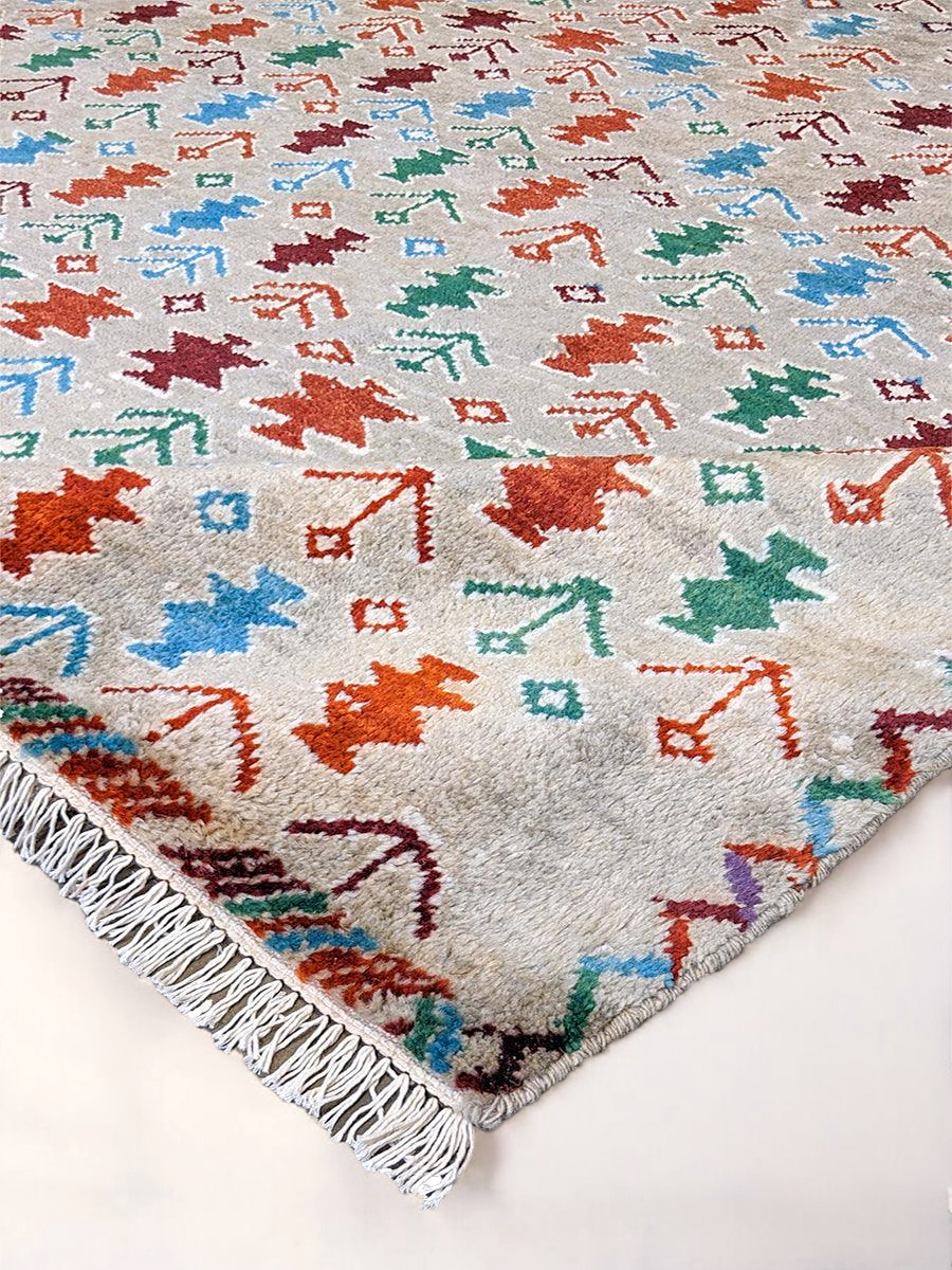 Tangerine Hand Knotted Rug - 278 x 199 cm - Handmade