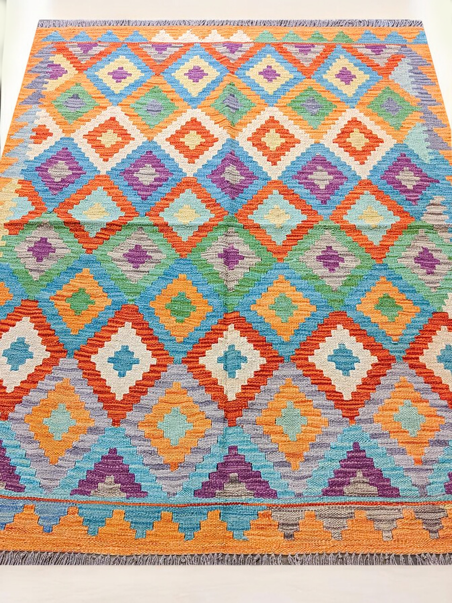 Maimana Afghanistan Kilim Rug - 170 x 132 cm - Handmade