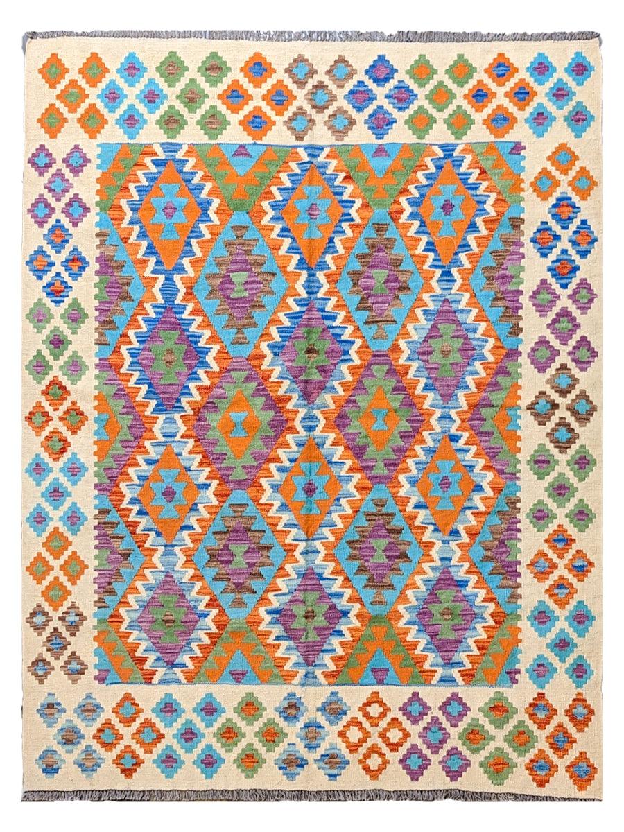 Maimana Afghanistan Kilim Rug - 193 x 157 cm - Handmade