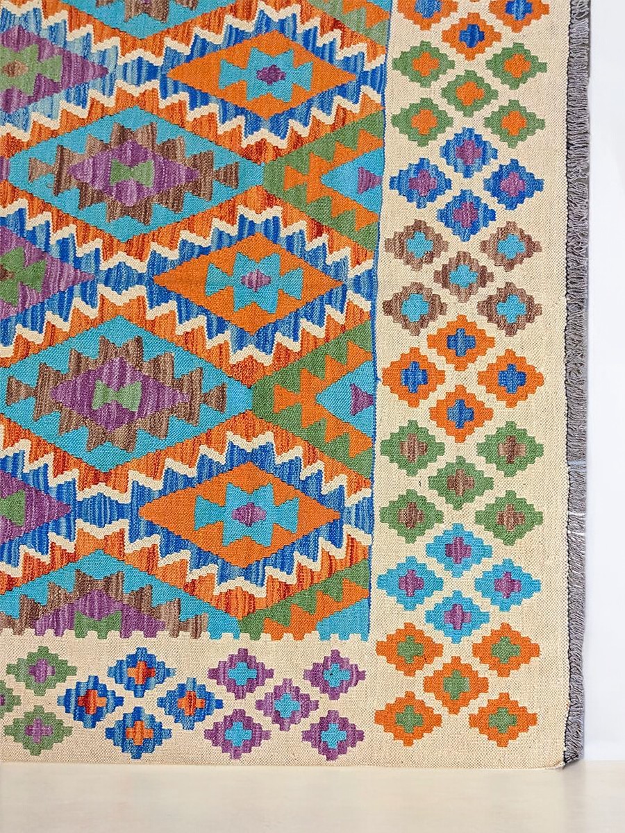 Maimana Afghanistan Kilim Rug - 193 x 157 cm - Handmade