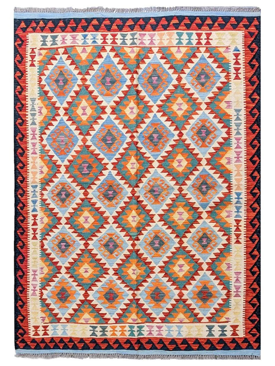 Maimana Afghanistan Kilim Rug - 196 x 152 cm - Handmade