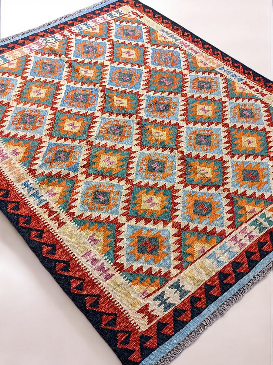 Maimana Afghanistan Kilim Rug - 196 x 152 cm - Handmade