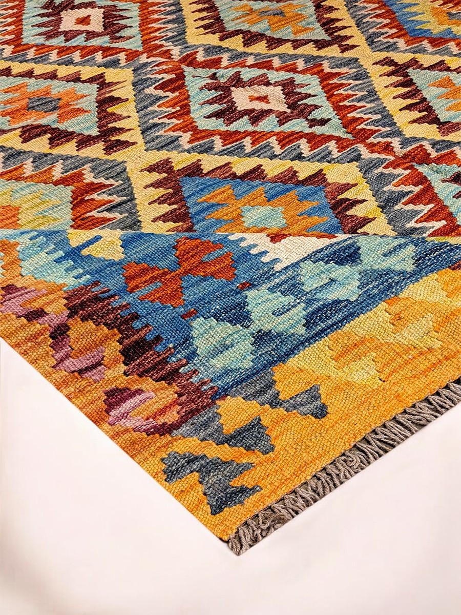 Maimana Afghanistan Kilim Rug - 193 x 142 cm - Handmade
