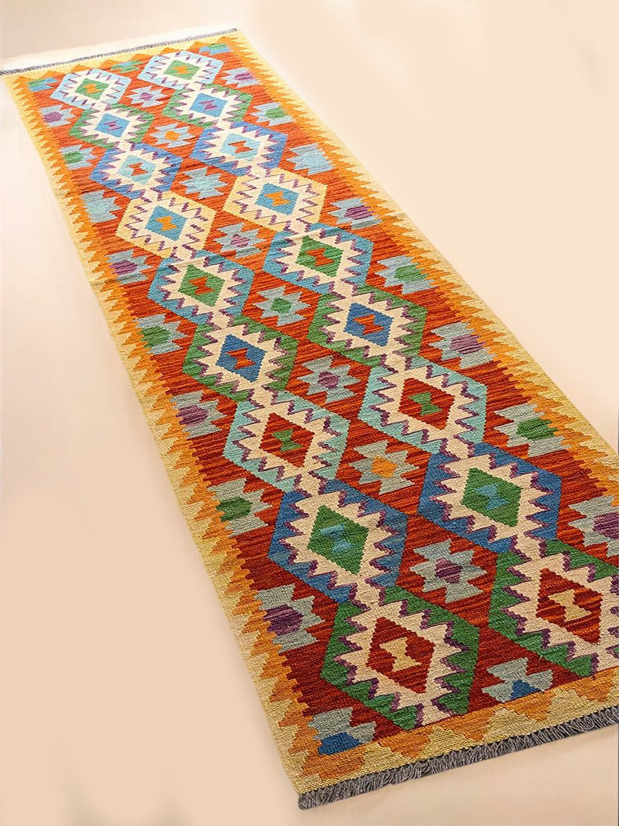 Maimana Afghanistan Kilim Rug - 302 x 81 cm - Handmade