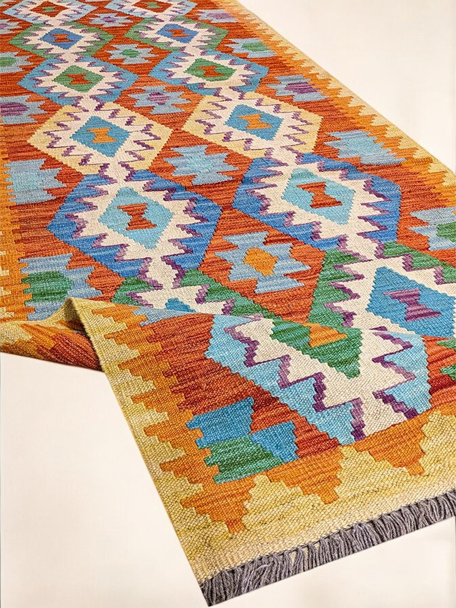 Maimana Afghanistan Kilim Rug - 302 x 81 cm - Handmade