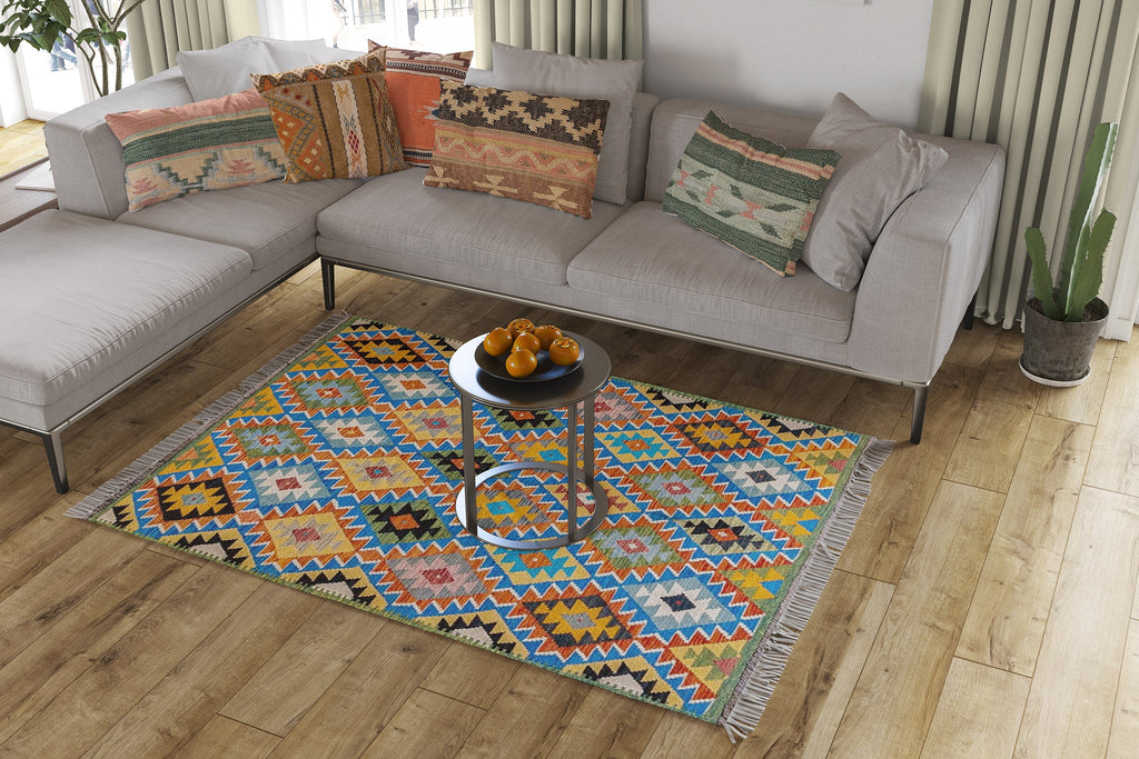 Maimana Afghanistan Kilim Rug - 208 x 150 cm - Handmade