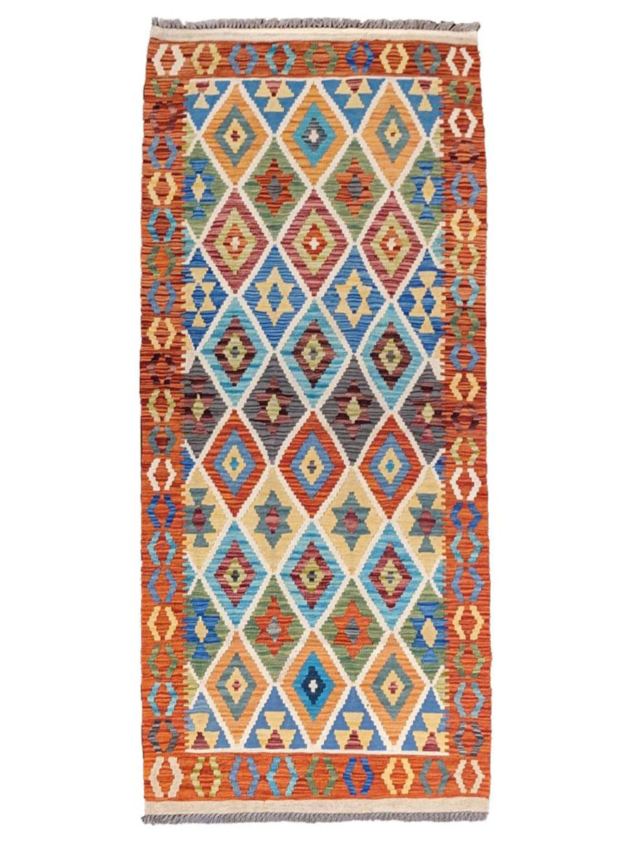 Maimana Afghanistan Kilim Rug - 201 x 89 cm - Handmade